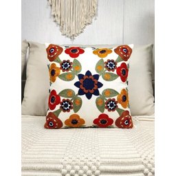 Capa de Almofada em Linho Bordada Luxo Decorativa 43x43 Cm Estampa F - 7