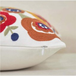 Capa de Almofada em Linho Bordada Luxo Decorativa 43x43 Cm Estampa F - 8