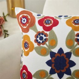 Capa de Almofada em Linho Bordada Luxo Decorativa 43x43 Cm Estampa F - 5