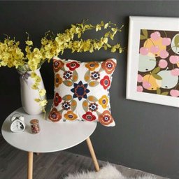 Capa de Almofada em Linho Bordada Luxo Decorativa 43x43 Cm Estampa F - 6