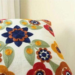 Capa de Almofada em Linho Bordada Luxo Decorativa 43x43 Cm Estampa F - 2