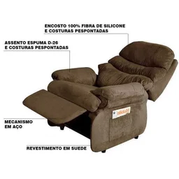 Poltrona do Papai Reclinável Debby Suede Marrom - Gran Belo - 3