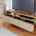 Ver imagem 3 de Rack Bancada Selene para Sala de Tv até 75" Polegadas Elegante e Funcional:cumaru e Opala
