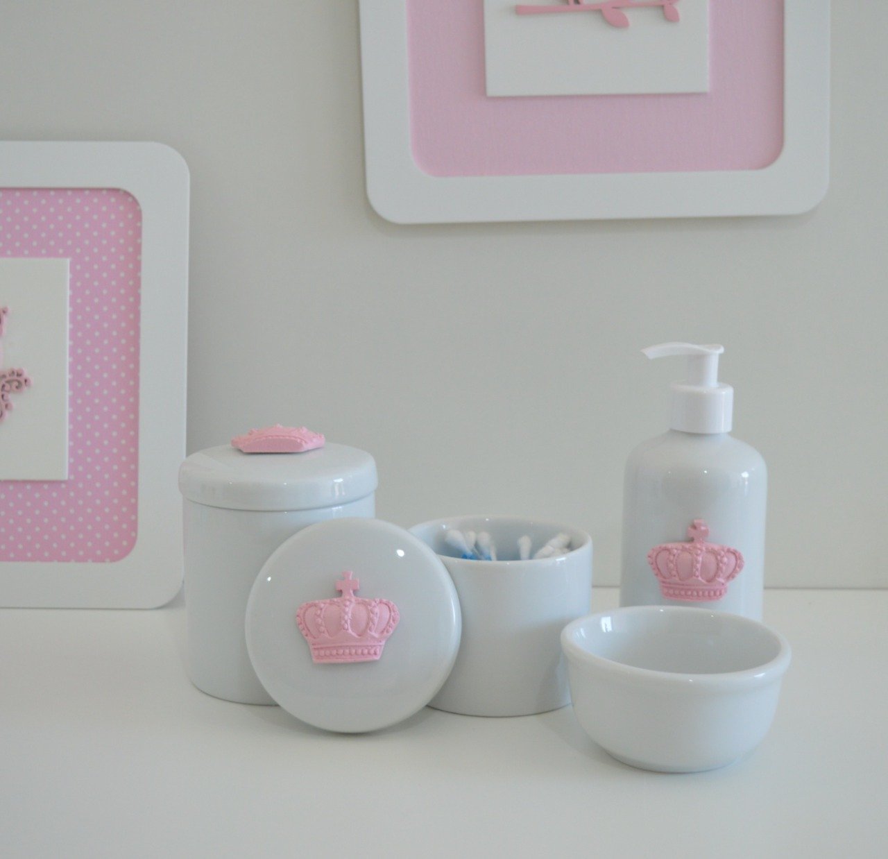 Kit Higiene Porcelana Bebê Maternidade Montessoriano + Bandeja + Térmica  500ml - Verde Safari