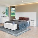 Ver imagem 1 de Conjunto Cabeceira Florença Queen/Casal + Cômoda + Mesa de Cabeceira +Baú Branco