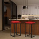 Ver imagem 6 de Banqueta Decorativa Selena Base Preta Veludo Vermelho - Gran Belo