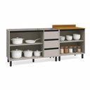 Ver imagem 4 de Kit com 2 Balcões de Cozinha 4 Portas 3 Gavetas 200x83 cm Tóquio Cinza Casamia