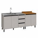 Ver imagem 2 de Kit com 2 Balcões de Cozinha 4 Portas 3 Gavetas 200x83 cm Tóquio Cinza Casamia