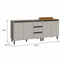 Ver imagem 3 de Kit com 2 Balcões de Cozinha 4 Portas 3 Gavetas 200x83 cm Tóquio Cinza Casamia