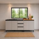 Ver imagem 7 de Kit com 2 Balcões de Cozinha 4 Portas 3 Gavetas 200x83 cm Tóquio Cinza Casamia