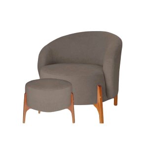 Poltrona Decorativa Luxo com Puff Ariela Bouclê Ds Home