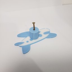 Puxador Infantil Avião para Gaveta e Móveis, Azul e Branco, Kit com 2 Unidades:azul - 4