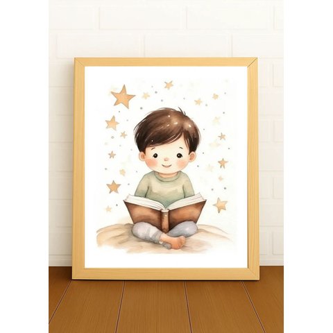Quadro Decorativo Quarto Infantil Menino c/Vidro Cor Pinus