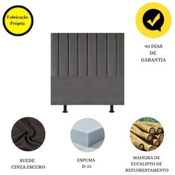Cabeceira Estofada Cama Solteiro 100 Cm Lídia Suede e Frame Cinza - 4