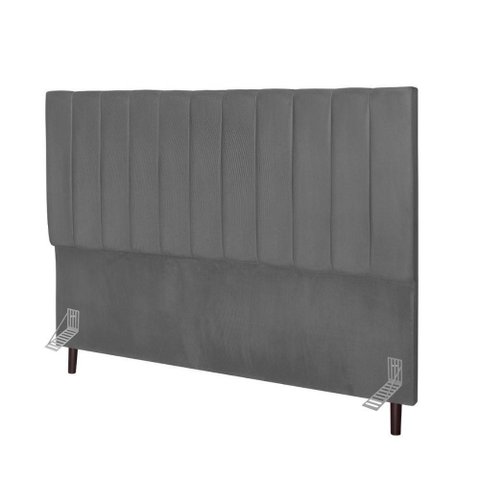 Cabeceira Estofada Cama Solteiro 100 Cm Lídia Suede e Frame Cinza