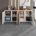 Ver imagem 3 de Conjunto de Escritório Office 2 Peças Mesa e Balcão Hera - Via Nossa - Off White e Cedro