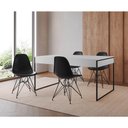 Ver imagem 1 de Mesa Jantar Industrial Retangular 137X90Cm Branca Com 4 Cadeiras Pretas Base Ferro Cor: Branco