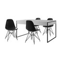 Ver imagem 6 de Mesa Jantar Industrial Retangular 137X90Cm Branca Com 4 Cadeiras Pretas Base Ferro Cor: Branco