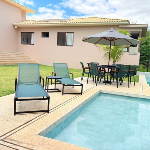 Kit Nossa Kasa Móveis Piscina Cadeira Mesa Espreguiçadeira - Verde
