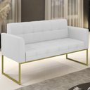 Ver imagem 2 de Sofá Namoradeira Base Industrial Dourado Ana Linho Cinza - Ibiza