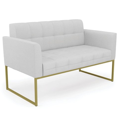 Sofá Namoradeira Base Industrial Dourado Ana Linho Cinza - Ibiza