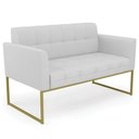 Ver imagem 1 de Sofá Namoradeira Base Industrial Dourado Ana Linho Cinza - Ibiza