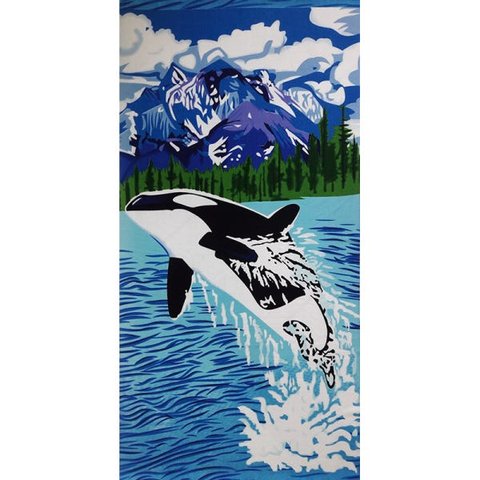 Toalha de Praia Margex Microfibra Estampada Golfinho Azul