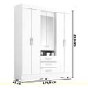 Ver imagem 5 de Guarda-roupa Casal com Espelho 6 Portas Capelinha Débora Acp Branco