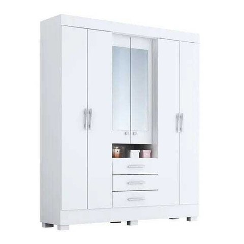 Guarda-roupa Casal com Espelho 6 Portas Capelinha Débora Acp Branco