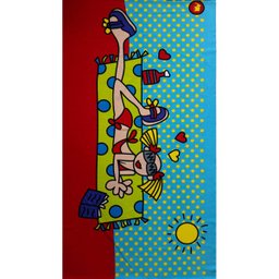Toalha de Praia Margex Microfibra Estampada Menina Praia Azul - 1