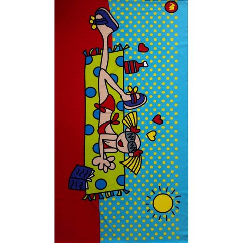 Toalha de Praia Margex Microfibra Estampada Menina Praia Azul