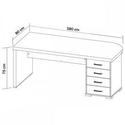 Mesa Artany Tamburato Com Gavetas Lado Direito - 4