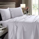 Ver imagem 1 de Jogo de Cama Buettner Queen 4 peças Microfibra Sonata com Aplicação de Renda Branco