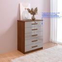 Ver imagem 5 de Cômoda 5 Gavetas com Chave MDF Rio Marrom/Castanho/Off White