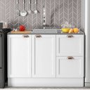 Ver imagem 4 de Balcão Cozinha 120cm 2 Portas 2 Gavetas sem Tampo Unna - Branco