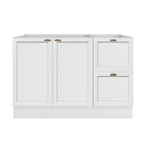 Balcão Cozinha 120cm 2 Portas 2 Gavetas sem Tampo Unna - Branco