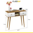 Ver imagem 3 de Aparador para Sala Retrô Pé Palito 90 Cm 2 Gavetas Mdp Nogal Branco Lacca - Clicklar