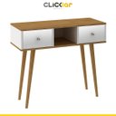 Ver imagem 2 de Aparador para Sala Retrô Pé Palito 90 Cm 2 Gavetas Mdp Nogal Branco Lacca - Clicklar