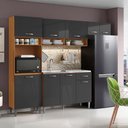 Ver imagem 1 de Cozinha Compacta Aurora com Balcão 120cm com Pia e Cuba Ghelplus Cinamomo Grafite Aramóveis