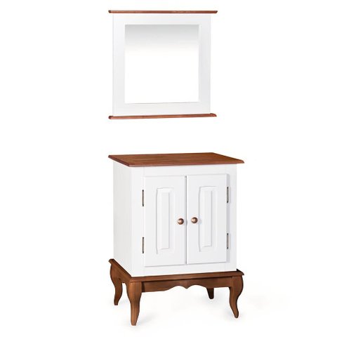 Gabinete para Banheiro 2 Portas com Espelheira Dália 3057 L - Branco/imbuia Glazer