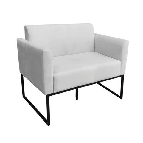 Namoradeira Marisa Suede Cinza Base Industrial Metálica Preto D'Rossi