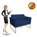 Ver imagem 4 de Namoradeira Marisa Suede Azul Marinho Base Industrial Metálica Dourado D'Rossi