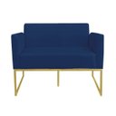 Ver imagem 2 de Namoradeira Marisa Suede Azul Marinho Base Industrial Metálica Dourado D'Rossi