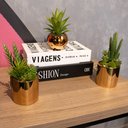 Ver imagem 2 de Vaso Decorativo Dourado com Suculenta Artificial Aloe Vera Mini 16x8 cm F04 - D’Rossi Vaso co
