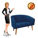 Ver imagem 3 de Namoradeira Stella Suede Azul Marinho Pés Palito Castanho D'Rossi
