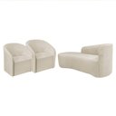 Ver imagem 1 de Kit Sofá Curvo França 140cm L.e e 2 Poltronas Luiza Max Conforto, Bouclé Bege