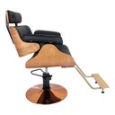 Ver imagem 3 de Cadeira Hidráulica Salão Barbeiro Pelegrin PEL-008A Madeira Couro Pu Preto