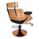 Ver imagem 4 de Cadeira Hidráulica Salão Barbeiro Pelegrin PEL-008A Madeira Couro Pu Preto