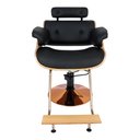 Ver imagem 1 de Cadeira Hidráulica Salão Barbeiro Pelegrin PEL-008A Madeira Couro Pu Preto