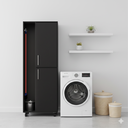 Ver imagem 3 de Paneleiro Multiuso Preto Alto 160cm com Rodízios para Cozinha ou Lavanderia